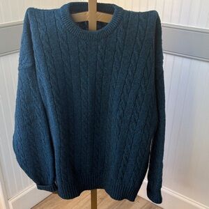 Burberry Vintage Teal Cable Knit Crewneck Sweater. Mens Size Large.
